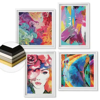 Set de tablouri înrămate Explozii colorate ale artei moderne