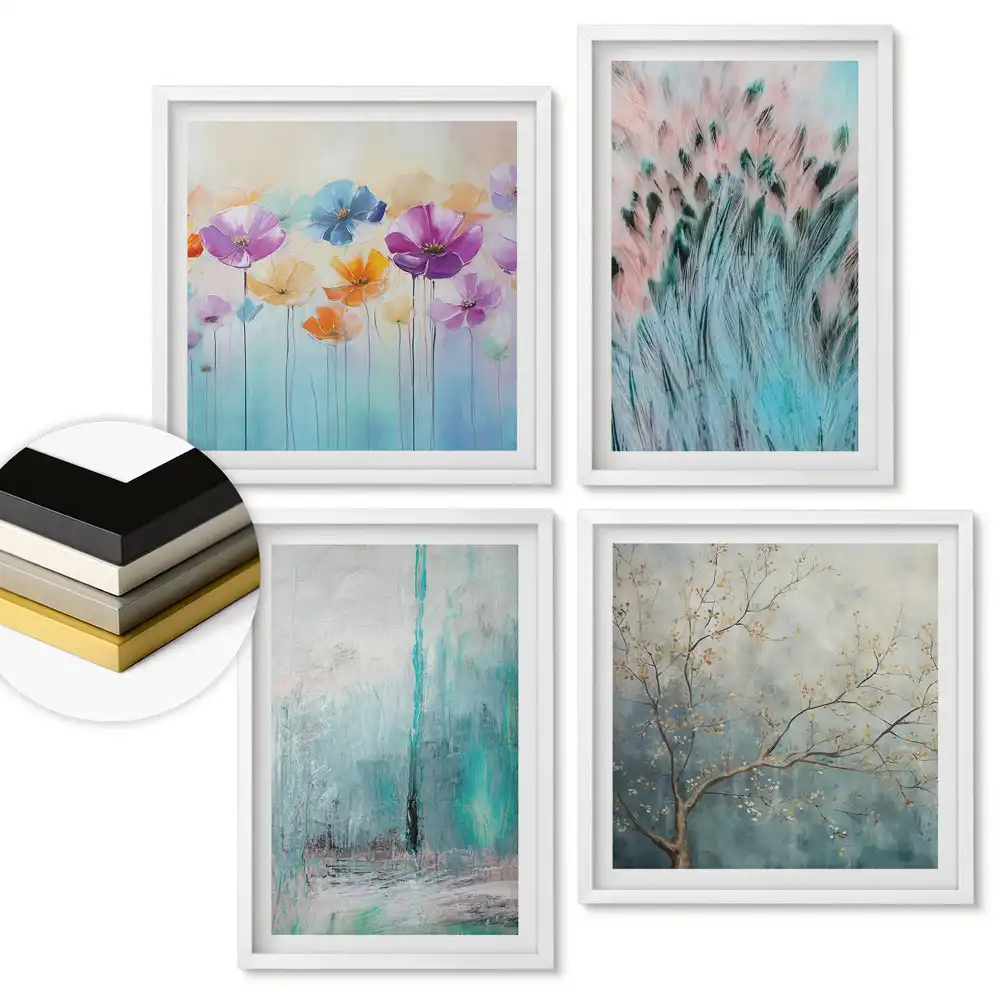 Set de tablouri înrămate Culorile naturii în nuanțe delicate