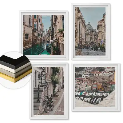 Set de 4 tablouri înrămate cu peisaje urbane fermecătoare