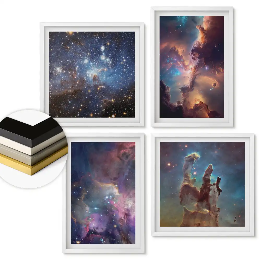Set de tablouri înrămate Frumusețe cosmică în spațiile galactice