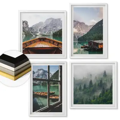 Set de tablouri înrămate cu peisaje pitorești ale lacurilor de munte