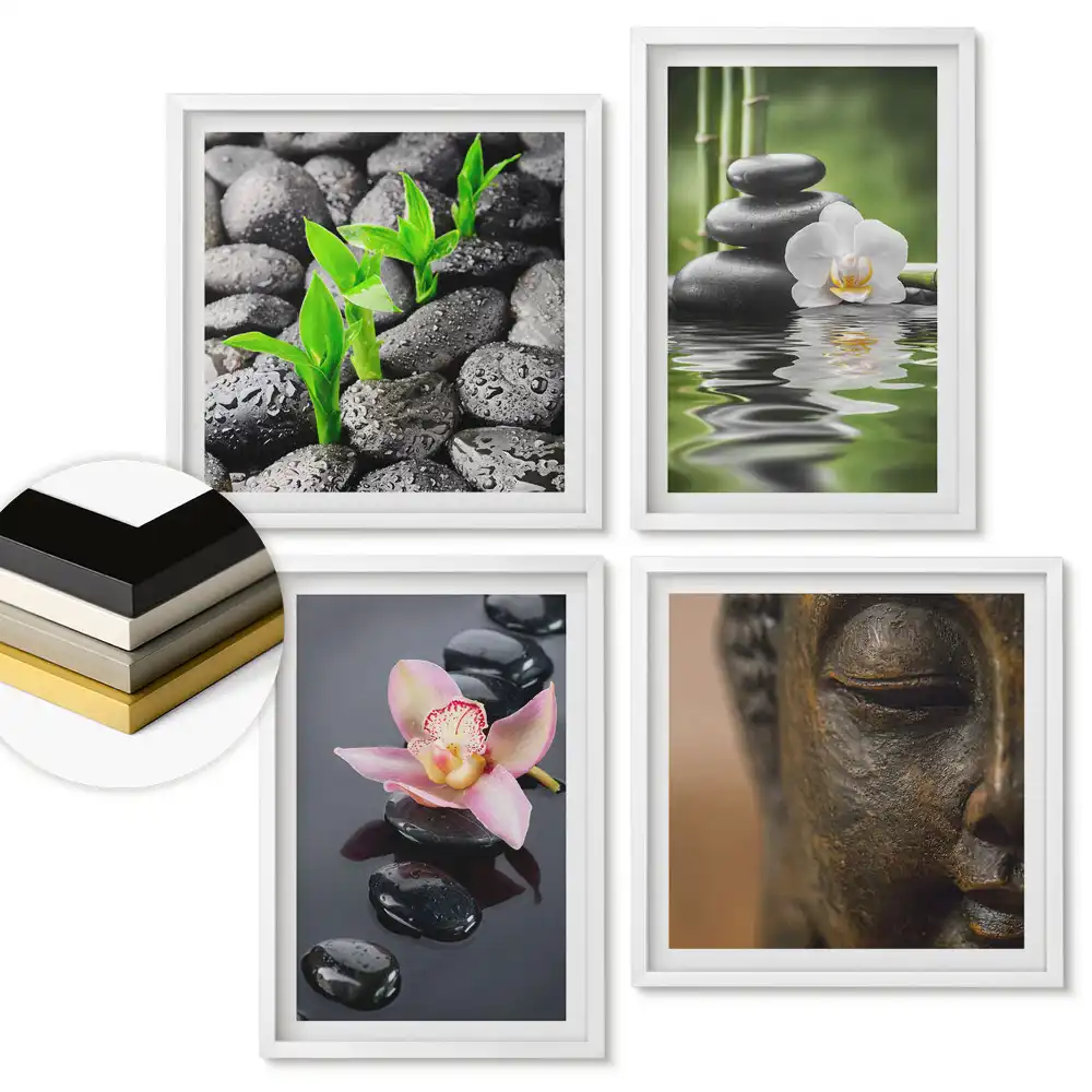 Set de 4 tablouri înrămate Armonia naturii și pacea în artă