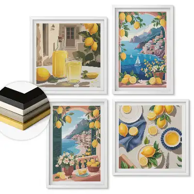 Set de tablouri înrămate Inspirații de lămâie de pe coasta italiană