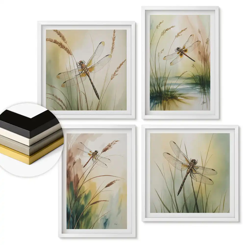 Set de tablouri înrămate Fluturi pe fundal natural pastelat
