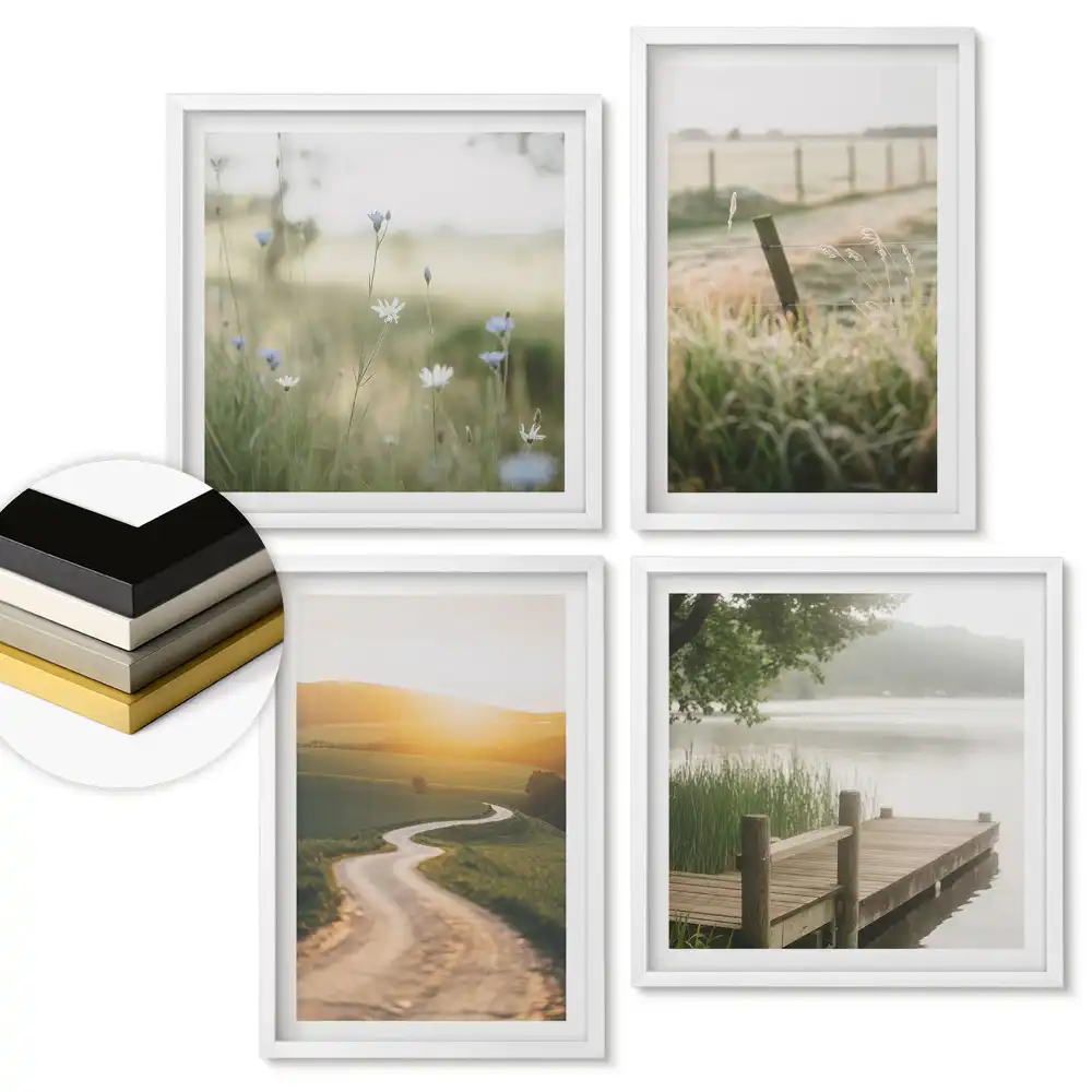 Set de 4 tablouri înrămate Pacea naturii