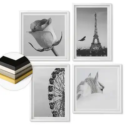 Set de 4 tablouri înrămate Frumusețea alb-negru în arta fotografiei
