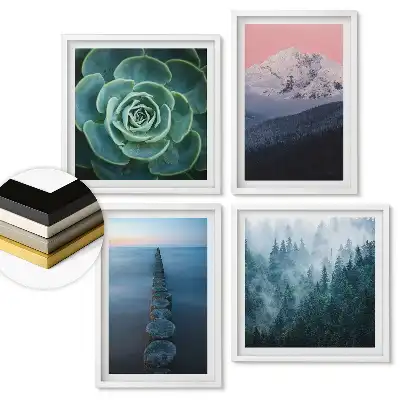 Set 4 tablouri înrămate cu peisaje naturale în diferite nuanțe