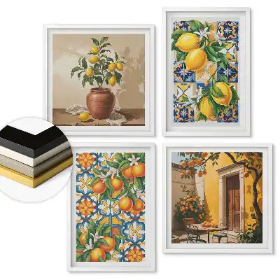Set de tablouri înrămate cu citrice pentru design interior colorat