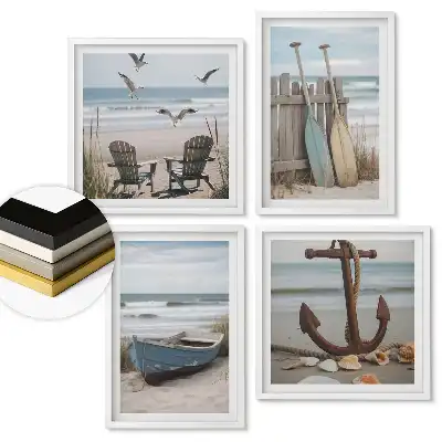 Set de 4 tablouri înrămate Inspirații de la malul mării
