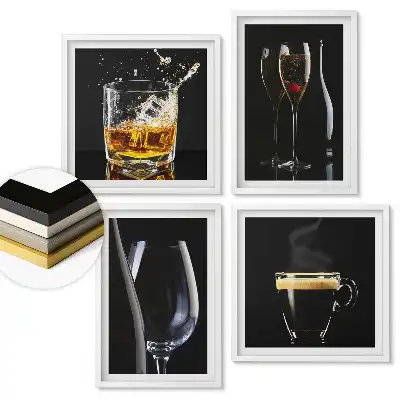 Set 4 tablouri înrămate colecție de băuturi stil elegant