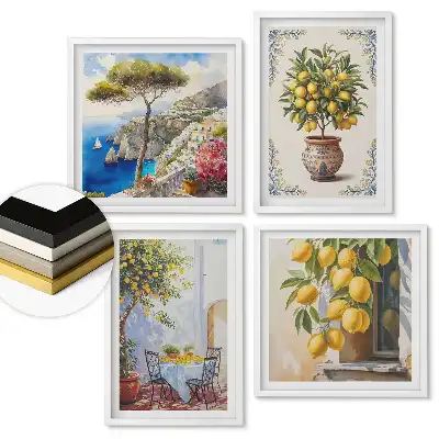 Set de 4 tablouri înrămate Inspirații citrice în pictura italiană