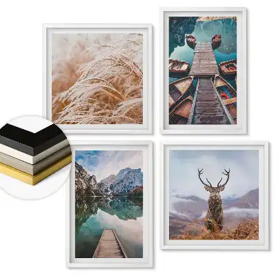 Set de 4 tablouri înrămate cu peisaje din natură