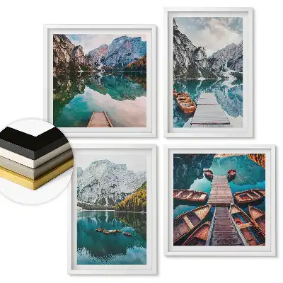 Set tablouri înrămate Lacuri montane pitorești și bărci