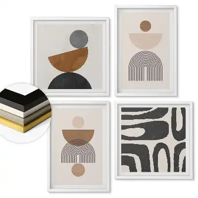 Set 4 tablouri înrămate cu forme și culori abstracte
