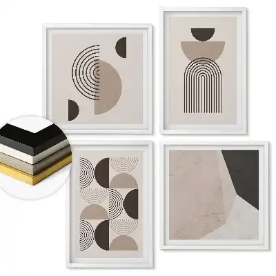 Set de tablouri înrămate cu compoziții abstracte în culori discrete