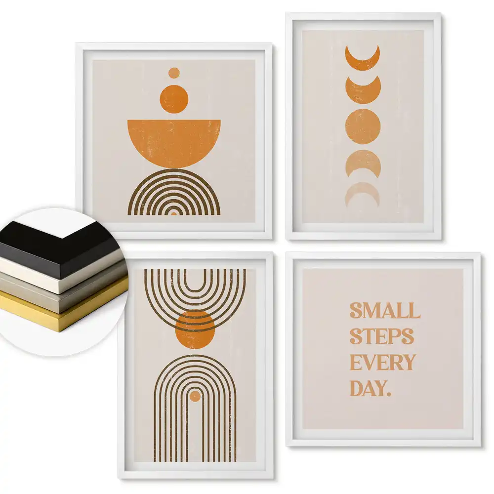 Set 4 tablouri înrămate Motivația zilnică și forme geometrice