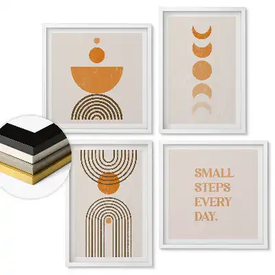 Set 4 tablouri înrămate Motivația zilnică și forme geometrice