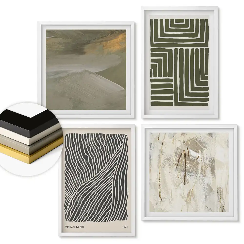 Set de tablouri înrămate Compoziții abstracte în culori discrete