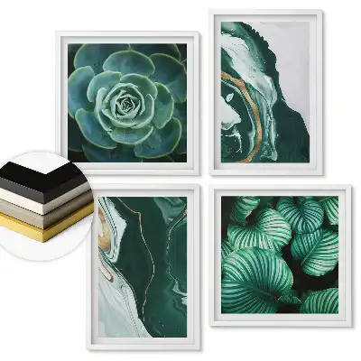 Set 4 tablouri înrămate Verde în artă și natură
