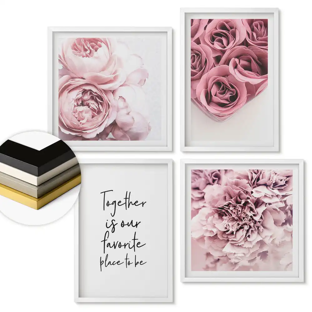 Set de tablouri înrămate Inspirații florale în nuanțe delicate