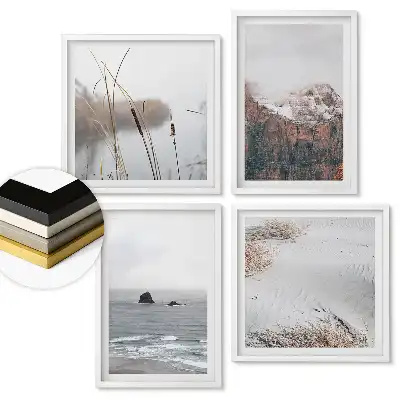 Set 4 tablouri înrămate Frumusețe naturală în stil minimalist