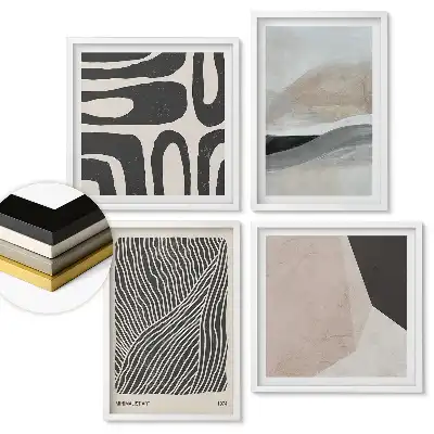 Set de tablouri înrămate cu artă modernă în culori discrete