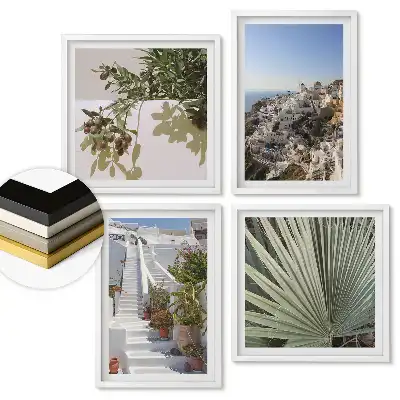 Set 4 tablouri înrămate cu peisaje din Santorini