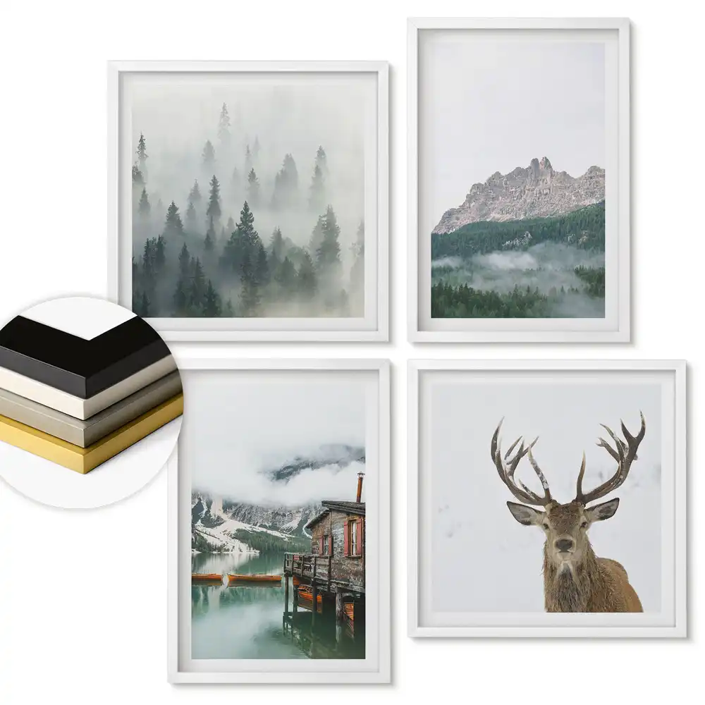 Set 4 tablouri înrămate Natura în diverse nuanțe
