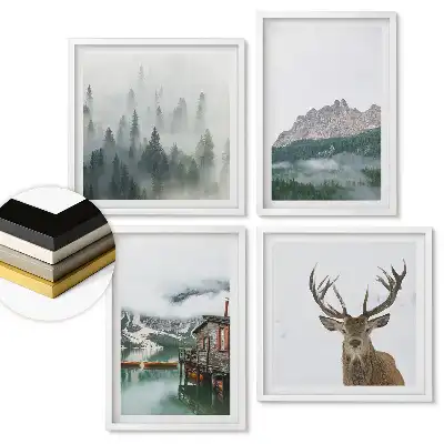 Set 4 tablouri înrămate Natura în diverse nuanțe