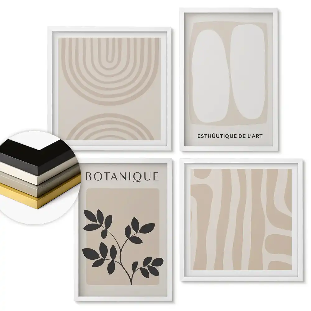 Set de tablouri înrămate cu modele moderne în culori discrete