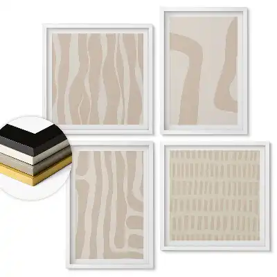 Set de tablouri înrămate cu modele abstracte în nuanțe de bej