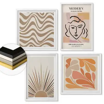Set de tablouri înrămate cu abstracțiuni moderne în culori discrete
