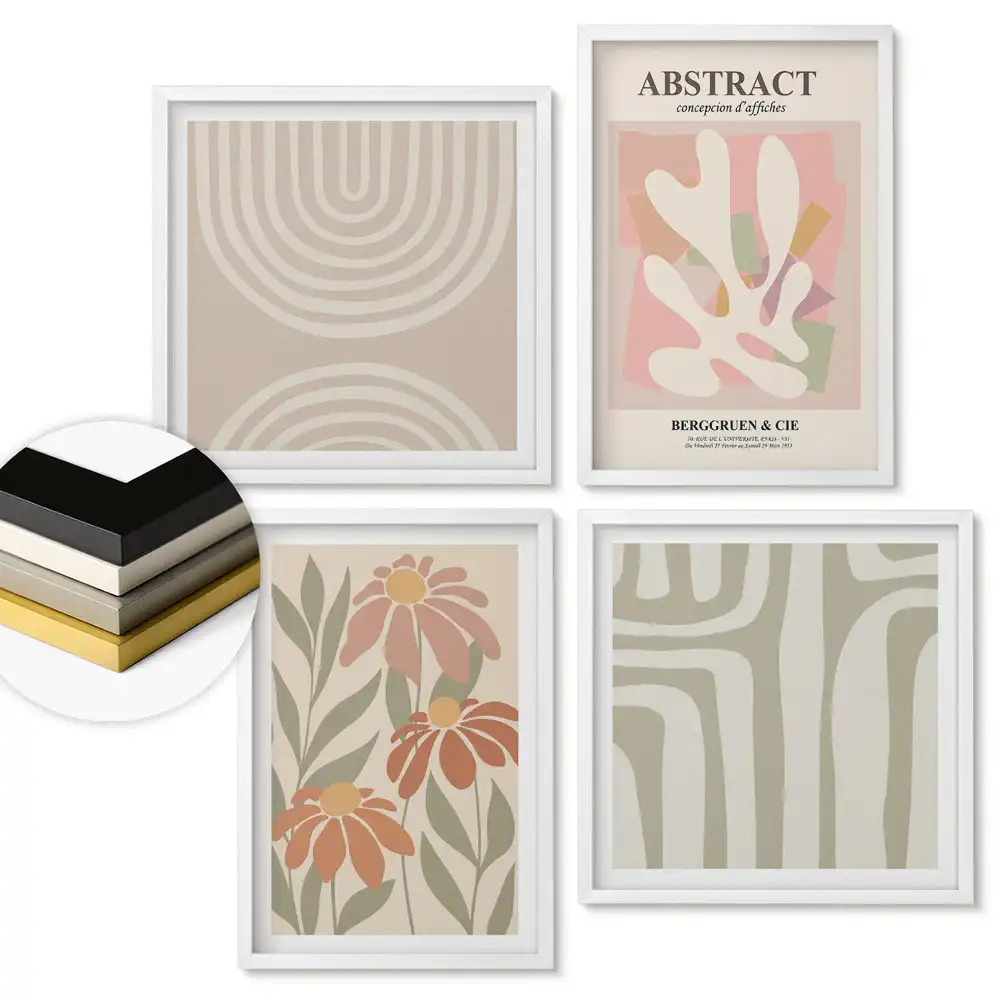 Set de tablouri înrămate Compoziții abstracte în culori delicate