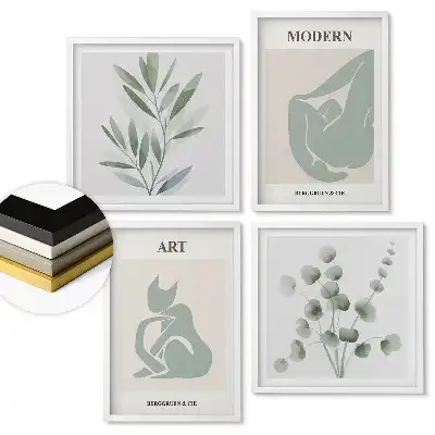Set de tablouri înrămate cu grafică modernă și motive vegetale