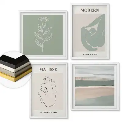 Set de 4 tablouri înrămate cu artă grafică modernă
