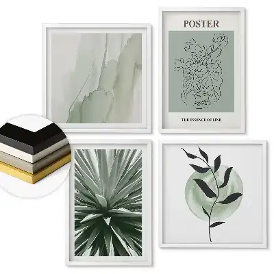 Set de 4 tablouri înrămate Armonie verde în stil modern