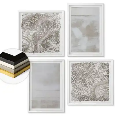 Set de tablouri înrămate cu modele abstracte în nuanțe de bej