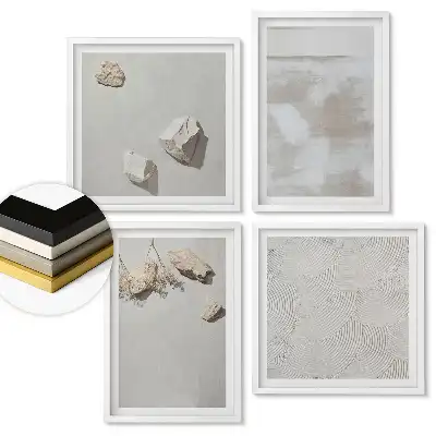 Set de tablouri înrămate cu compoziții minimaliste în nuanțe neutre