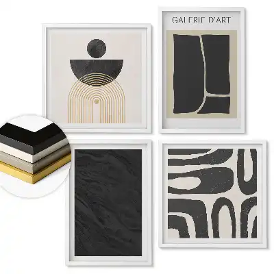 Set de 4 tablouri înrămate cu modele abstracte în stil modern