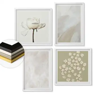 Set de tablouri înrămate cu flori delicate și fundaluri subtile