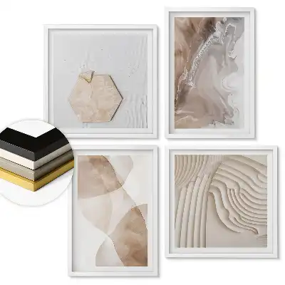 Set de tablouri înrămate cu forme abstracte în culori discrete