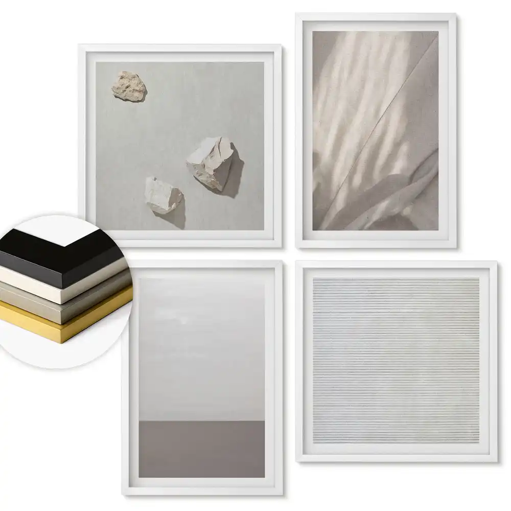 Set de tablouri înrămate cu compoziție minimalistă și elemente naturale