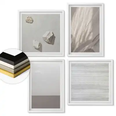 Set de tablouri înrămate cu compoziție minimalistă și elemente naturale