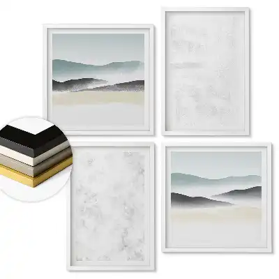 Set 4 tablouri înrămate Liniștea naturii în stil minimalist