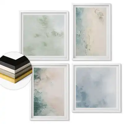 Set de tablouri înrămate cu peisaje abstracte în culori delicate