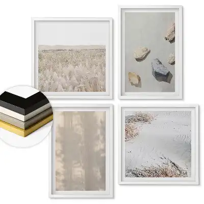 Set 4 tablouri înrămate cu peisaje minimaliste în culori discrete
