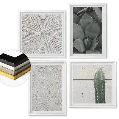Set de 4 tablouri înrămate cu motive botanice în stil minimalist