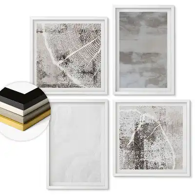 Set de 4 tablouri înrămate cu modele abstracte în nuanțe de gri