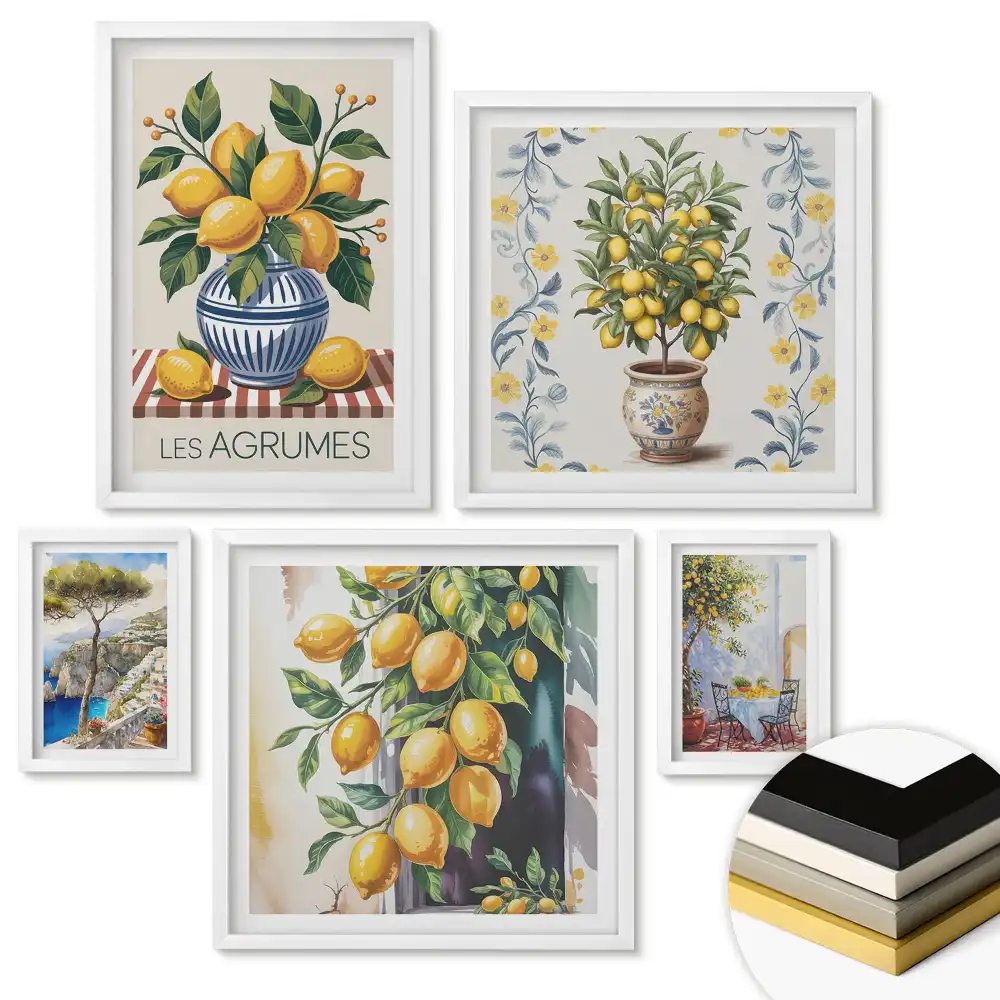 Set de 5 tablouri înrămate Inspirații citrice în culorile naturii