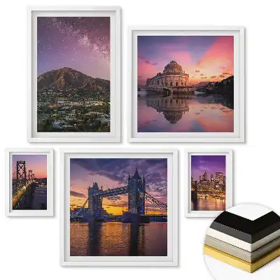 Set de tablouri înrămate Vederi uimitoare ale orașelor la apus